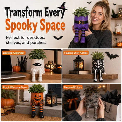 🎃 LIMITED TIME 49% OFF | Spooky Hanging Leg Resin Planter – Cute Halloween Succulent Pot For Home & Garden 👻