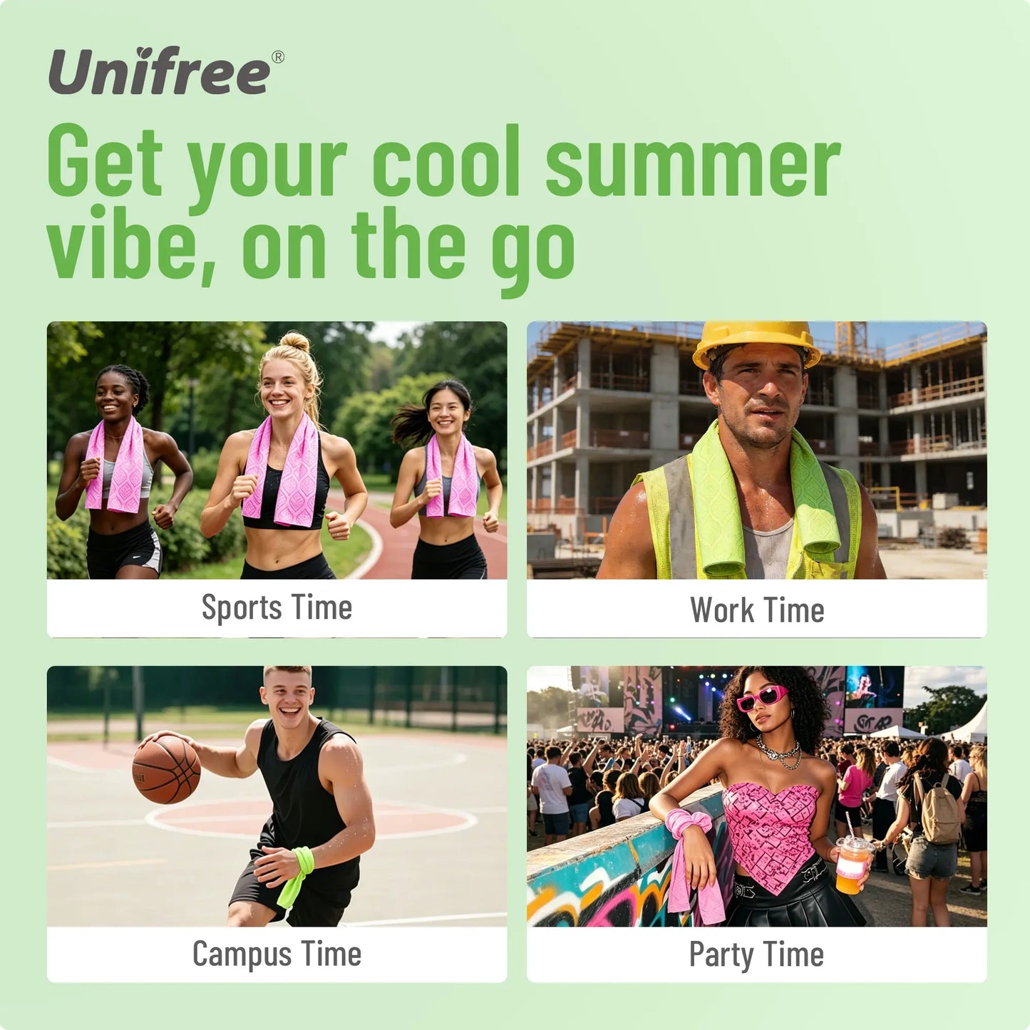 Unifree Cooling Towels & XL Menthol Wipes for Hot Weather Relief