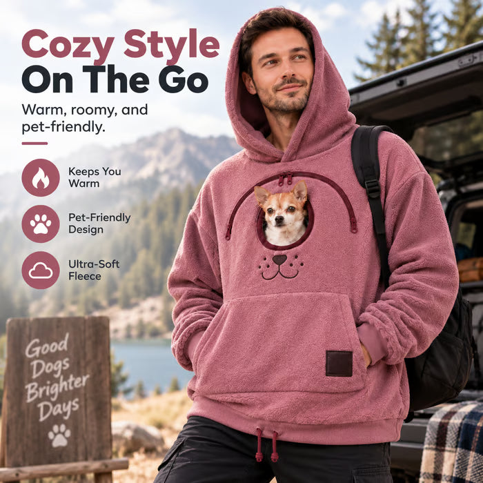 🐾 Cozy Fleece Pet Bonding Pouch Hoodie – Warm & Supportive Small Pet Carrier Clothing