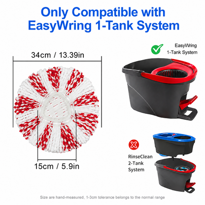 3 Pack Spin Mop Heads Replacements with Scrubbing Pad Refills For O-Cedar EasyWring 1-Tank System🧹 | 40% Boost Cleaning Power