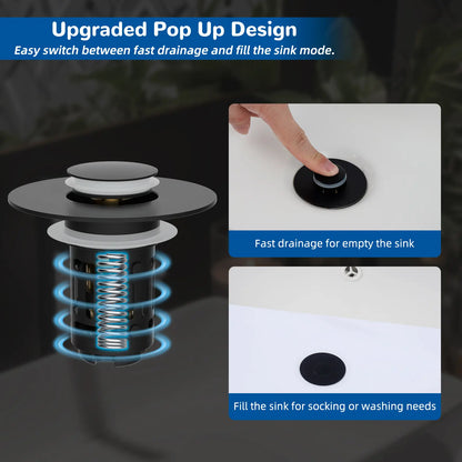 ⚡Hot Sales 49% OFF🔥3-in-1 Pop Up Sink Drain Stopper with Stainless Steel Hair Catcher Filter Basket