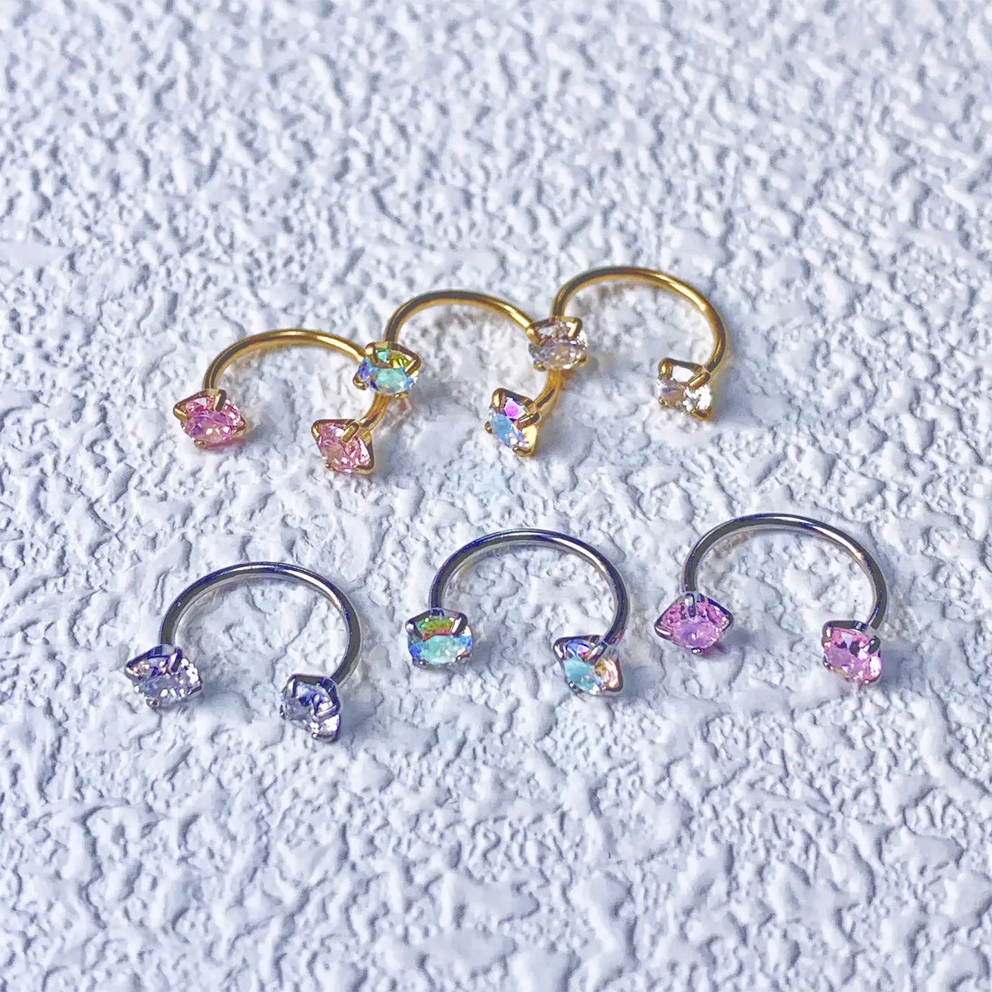 ✨Horseshoe Nose Hoop with Gems - Free Ball Holder💎