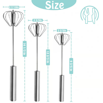🥄✨ Stainless Steel Hand-Push Rotary Whisk – Effortless Mixing in Seconds!
