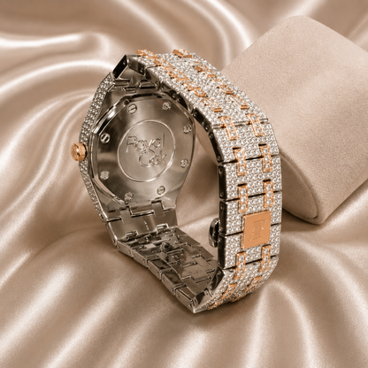 ⌚✨High quality iced out wrist watch automatic waterproof bling bling Rhinestone Embellished Quartz Watch og two tone watches