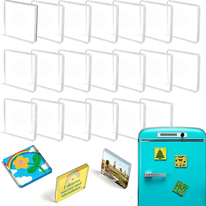 🔥Limited-Time 50% OFF✂🎞 2" x 2" Clear Acrylic DIY Fridge Magnet Set with Adhesive Backing – Square Magnetic Photo Frames with Stunning 3D Effect 💕
