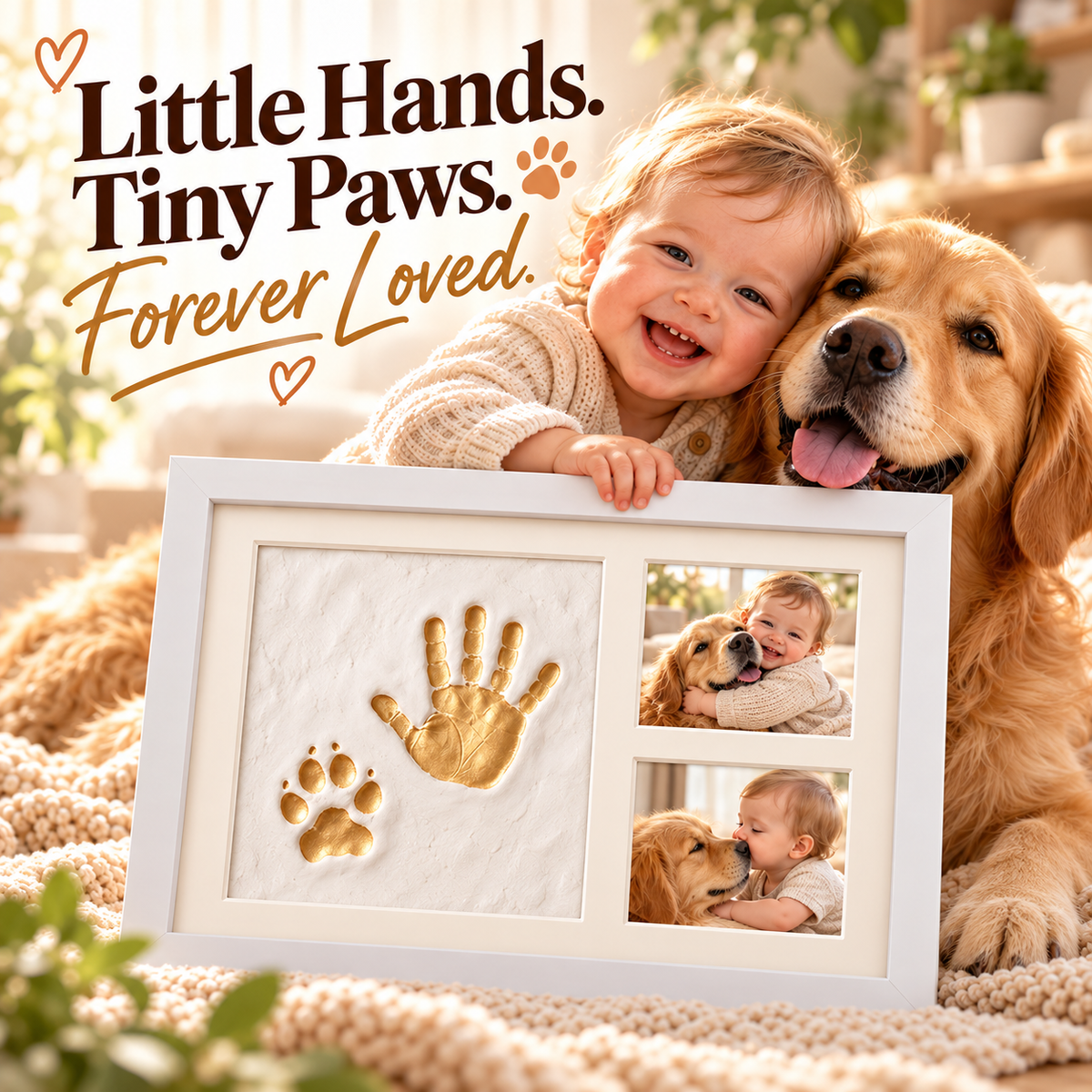 Baby & Pet Paw Print Keepsake Kit – Personalized Handprint & Photo Memory Frame