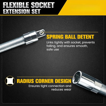 Universal Electric Wrench Socket - 3 Counts Flexible Shaft