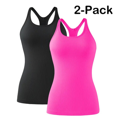 ✨🔥Ribbed Workout Tank Top with Built-In Bra