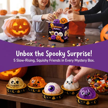 🎃 Halloween Steamed Bun Squishy Toy Set ✨Slow Rising Stress Relief Fidget Toy with Steamer Base