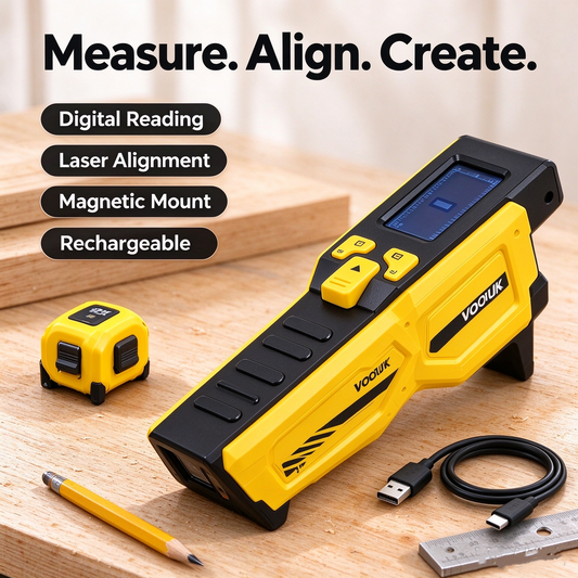 📏 Measure Smarter, Build Easier! 🔧 3-in-1 Digital Tape Measure with Laser Alignment, Magnetic Mount & Rechargeable Design