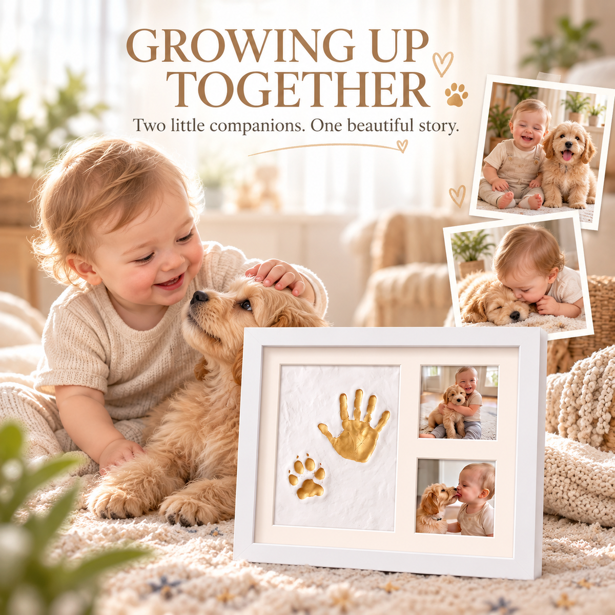 Baby & Pet Paw Print Keepsake Kit – Personalized Handprint & Photo Memory Frame