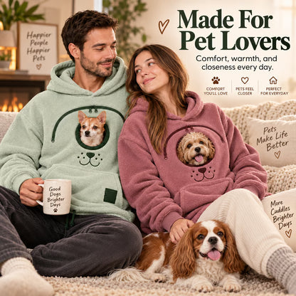🐾 Cozy Fleece Pet Bonding Pouch Hoodie – Warm & Supportive Small Pet Carrier Clothing