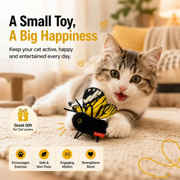📢LAST DAY 49% OFF🔥🦋Fluttering Butterfly Cat Toy｜😻USB Rechargeable Interactive Motion Toy for Indoor Cats