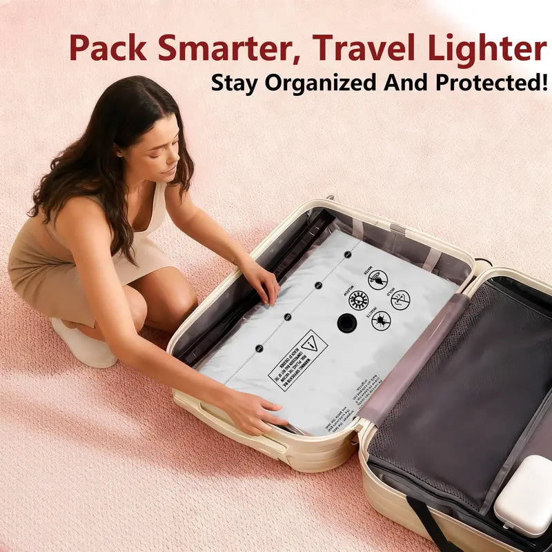 🔥49％ OFF-Cordless Travel Vacuum Bag Set with Rechargeable Air Pump -  Airtight Resealing Sealed Organizers for Luggage, Vacuum Bags For Travel