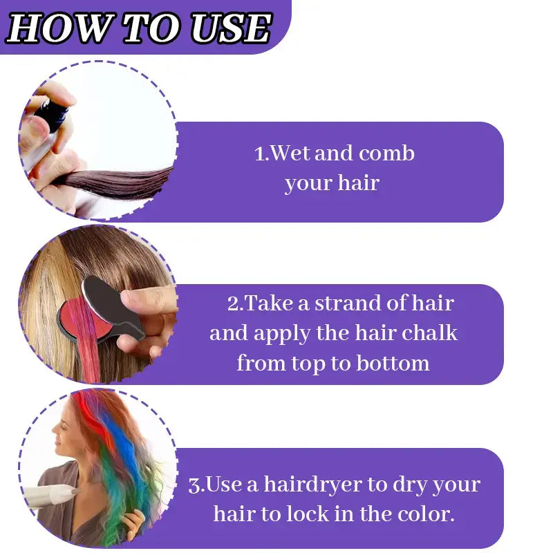 🔥LAST DAY 49% OFF🔥🌈 12-Color Washable Temporary Hair Chalk Set - Portable, Non-toxic Hair Color Powder