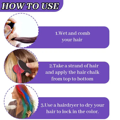 🔥LAST DAY 49% OFF🔥🌈 12-Color Washable Temporary Hair Chalk Set - Portable, Non-toxic Hair Color Powder