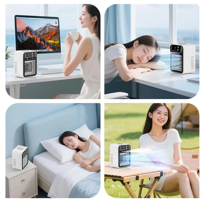 ❄️ 3-in-1 Portable Mini Ice Mist Air Cooler Fan, Quiet Wireless Evaporative Cooling Fan with 20° Adjustable Wind, 500ml Water Tank