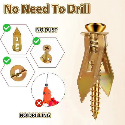 🔥LAST DAY 49% OFF🔥🔩No‑Drill Metal Drywall Anchors Kit | Heavy Duty Wall Expansion Screws