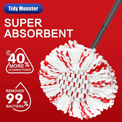 3 Pack Upgraded Spin Mop Replacement Heads with Built-in Scrub Pads 🧹 | 40% Boost Cleaning Power