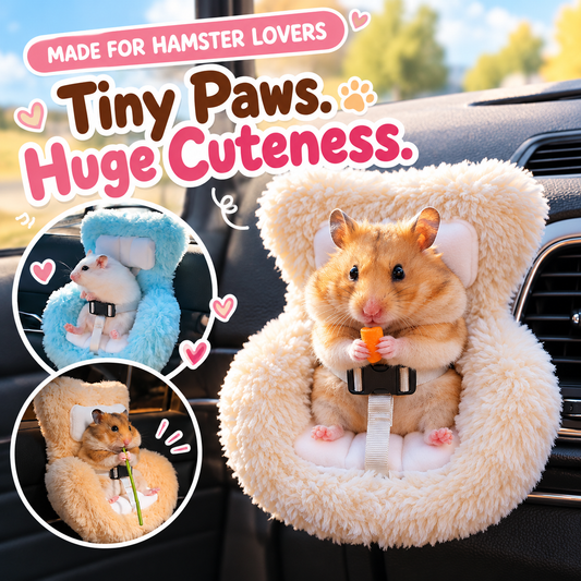 🐹 Mini Hamster Car Seat – Cute Fluffy Car Vent Holder & Doll Display Chair
