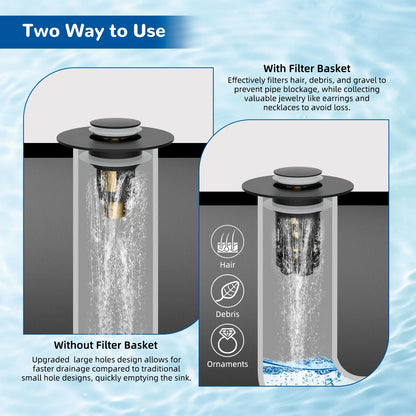 ⚡Hot Sales 49% OFF🔥3-in-1 Pop Up Sink Drain Stopper with Stainless Steel Hair Catcher Filter Basket