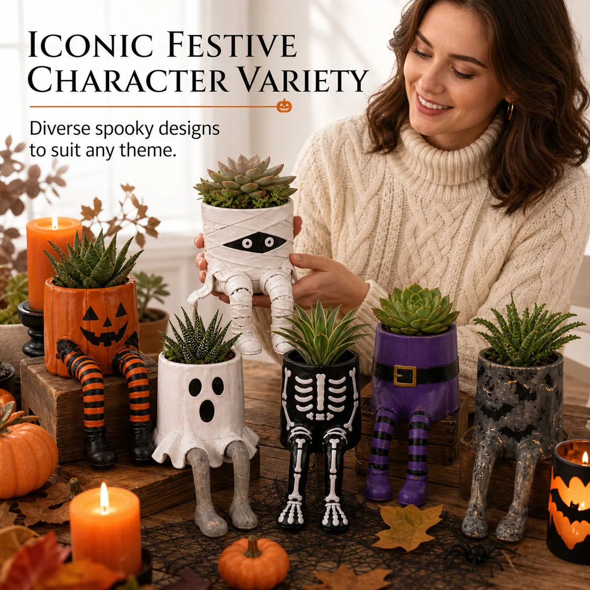 🎃 LIMITED TIME 49% OFF | Spooky Hanging Leg Resin Planter – Cute Halloween Succulent Pot For Home & Garden 👻
