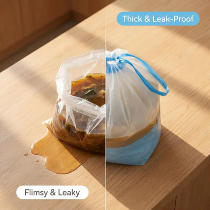 🔥LAST DAY 49% OFF🔥🗑️Drawstring Trash Bags 45×50cm ✨Heavy‑Duty Leak Proof Garbage Bags 75/150‑Count