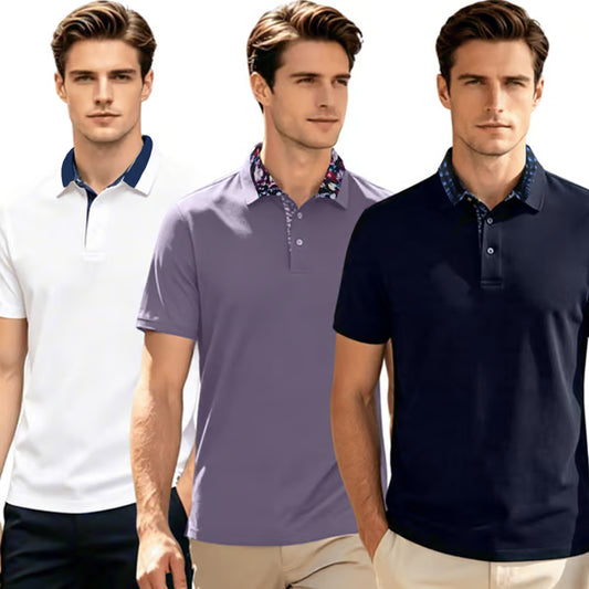🔥👕3-Pack Men's Breathable Quick-Drying Polo Shirts❄️Stay Cool❄️
