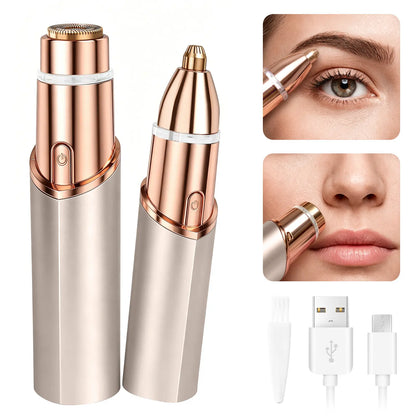 🔥LAST DAY 49% OFF🔥💆‍♀️ 2 in 1 Facial & Eyebrow Hair Trimmer, Painless Electric Shaver for Women