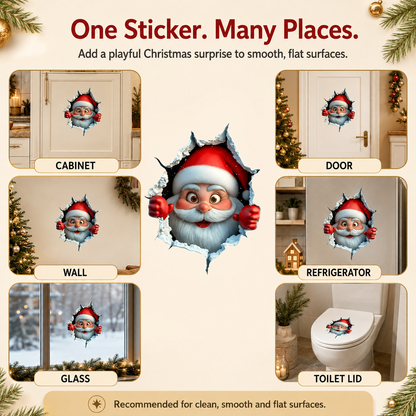 🔥LAST DAY 49% OFF🔥🎅3D Illusion Santa Face Vinyl Stickers – 🎄Easy Peel-and-Stick Holiday Wall Decals
