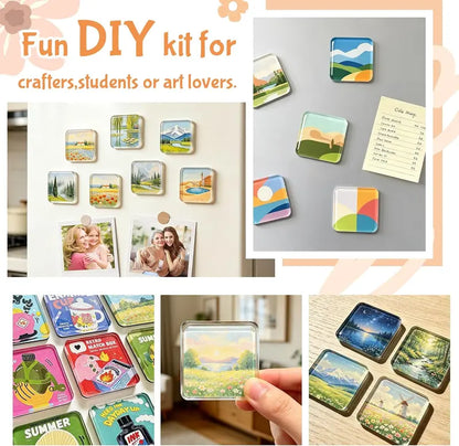 🔥Limited-Time 50% OFF✂🎞 2" x 2" Clear Acrylic DIY Fridge Magnet Set with Adhesive Backing – Square Magnetic Photo Frames with Stunning 3D Effect 💕