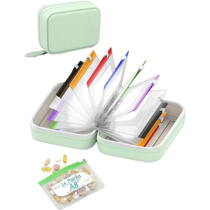 🔥 49% OFF | Waterproof Pill Organizer Binder – 14 Reusable Color-Coded Travel Pouches