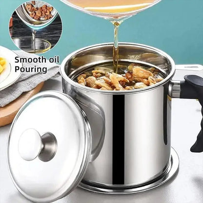 🔥Limited Time-49% OFF🔥 1 Count Modern Kitchen Oil Dispenser with Tray & Lid,Stainless Steel Oil Pot with Filter,Bacon Grease Container, Cooking Oil Can, Kitchenware, Utensils, Kitchen Gadgets