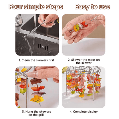 🔥 49% OFF Today | 2-Pack Air Fryer Kebab Rack – 304 Stainless Steel Skewer Grill Stand 🍢
