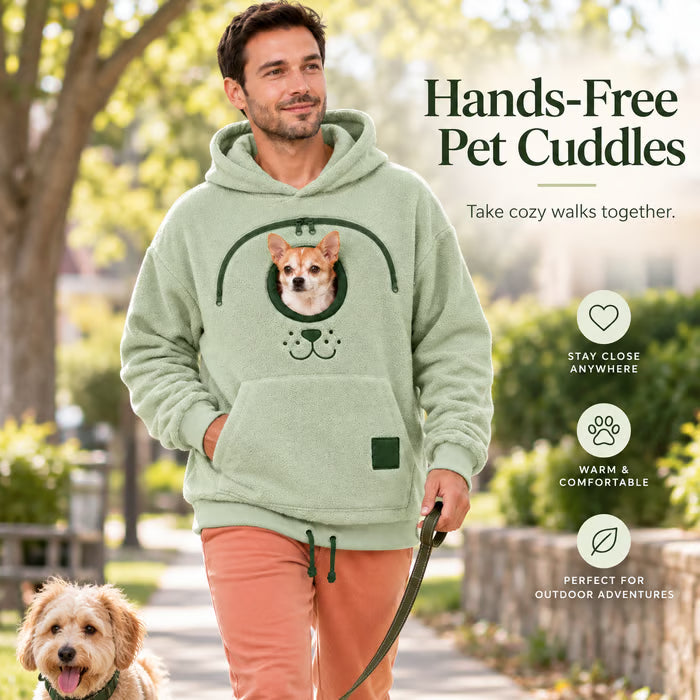 🐾 Cozy Fleece Pet Bonding Pouch Hoodie – Warm & Supportive Small Pet Carrier Clothing