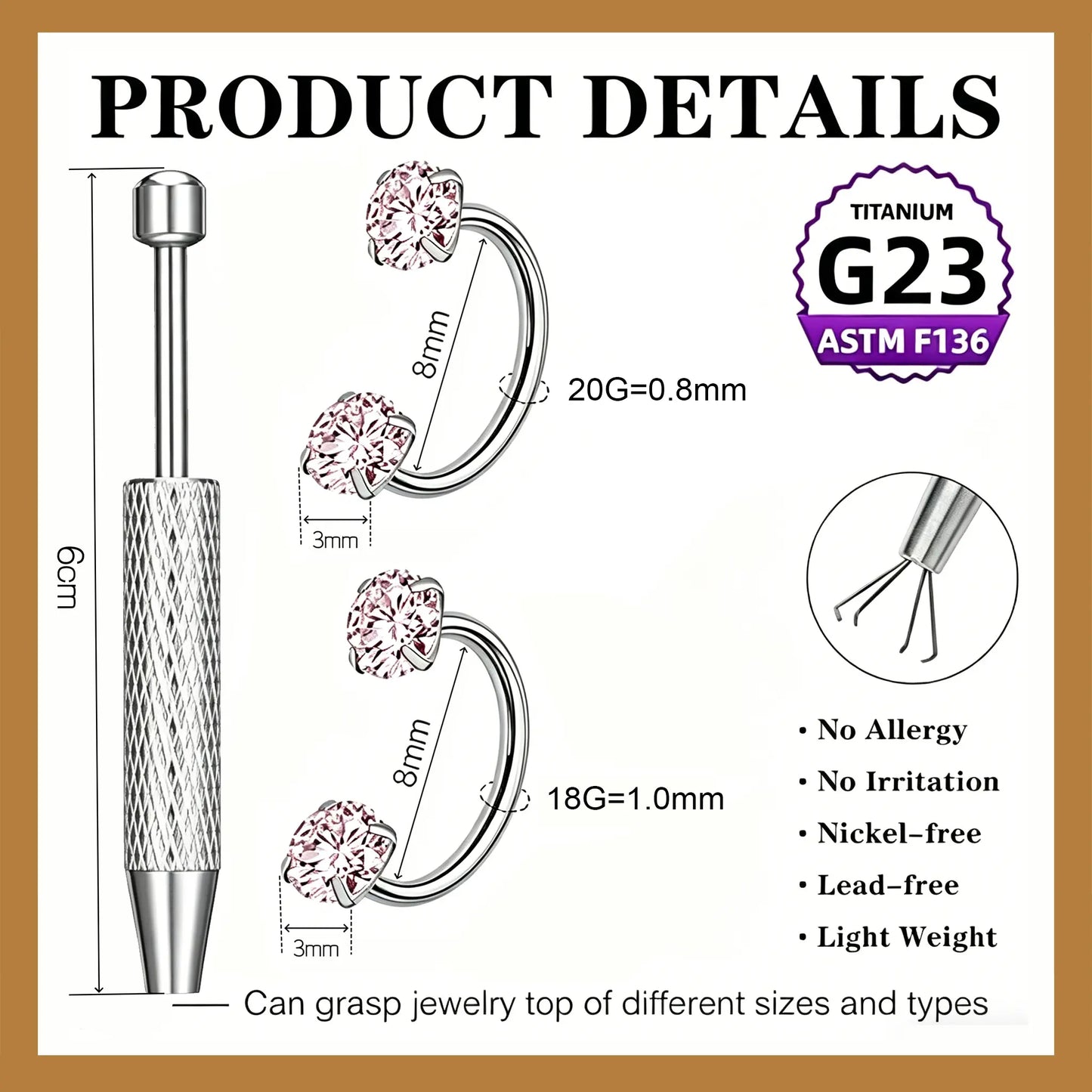 ✨Horseshoe Nose Hoop with Gems - Free Ball Holder💎