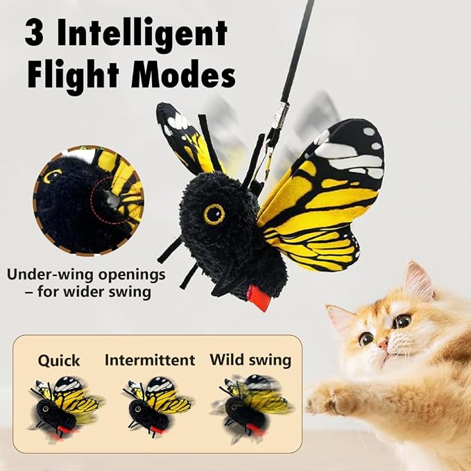 📢LAST DAY 49% OFF🔥🦋Fluttering Butterfly Cat Toy｜😻USB Rechargeable Interactive Motion Toy for Indoor Cats