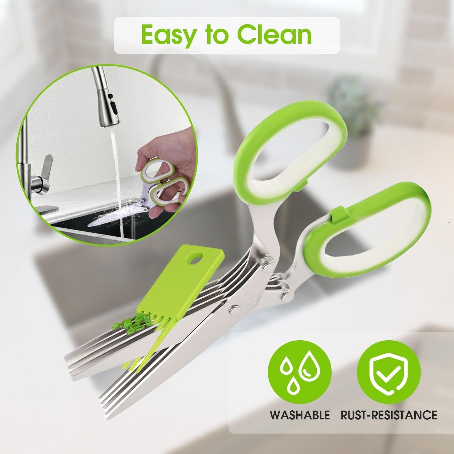 🔥LAST DAY 49% OFF🔥✂️ 5‑Blade Scissors, Multipurpose Kitchen Shears with Safety Cover & Cleaning Comb
