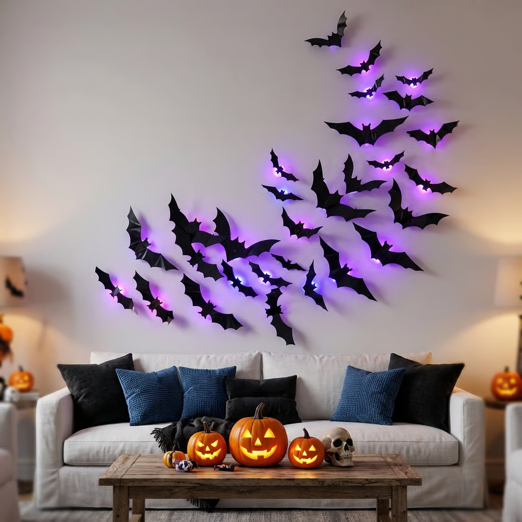 ⚡HOT SALES🔥🦇 3D LED Bat Decor | Glowing Halloween Wall Stickers🎃