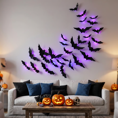 ⚡HOT SALES🔥🦇 3D LED Bat Decor | Glowing Halloween Wall Stickers🎃