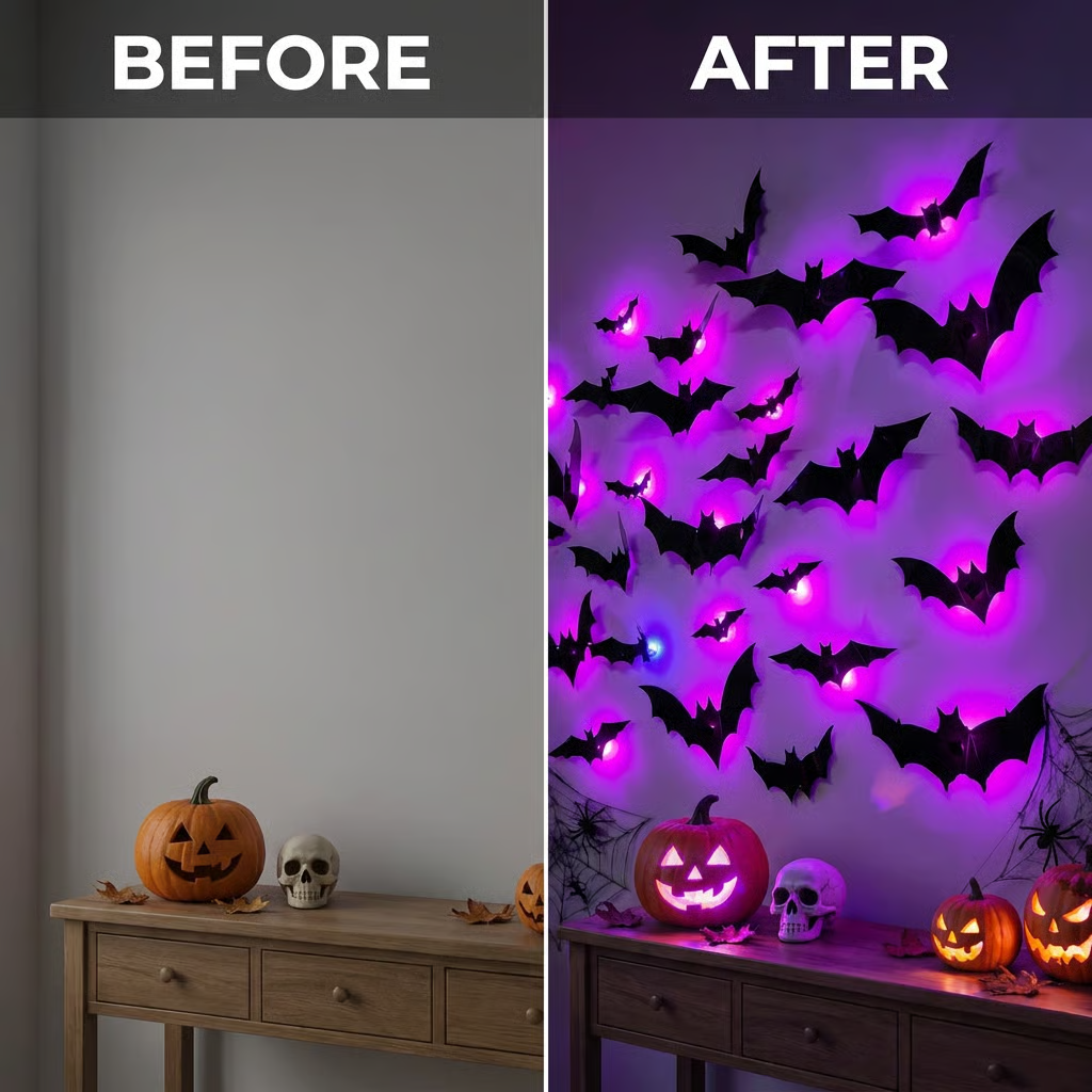 ⚡HOT SALES🔥🦇 3D LED Bat Decor | Glowing Halloween Wall Stickers🎃