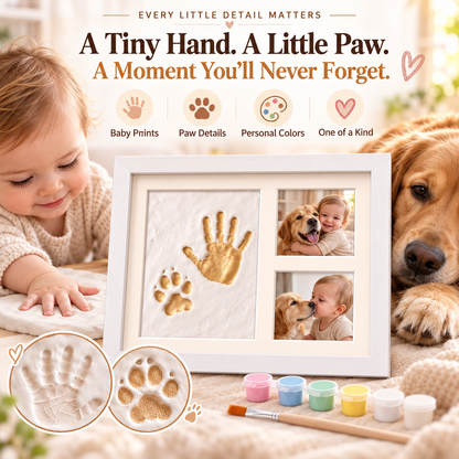 Baby & Pet Paw Print Keepsake Kit – Personalized Handprint & Photo Memory Frame
