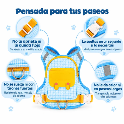 🐾 Cute Mini Backpack Harness for Dogs & Cats – Adjustable Pet Vest with Treat Pocket