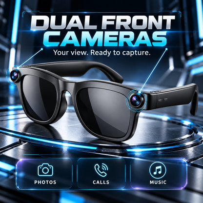 Closeup tech view of dual front camera modules