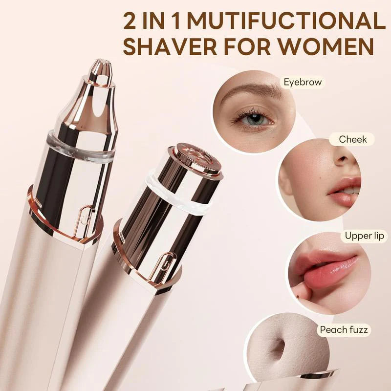 🔥LAST DAY 49% OFF🔥💆‍♀️ 2 in 1 Facial & Eyebrow Hair Trimmer, Painless Electric Shaver for Women