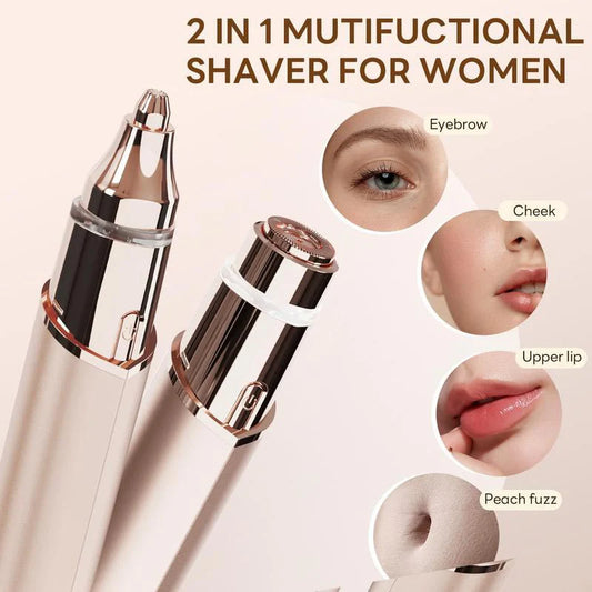 🔥LAST DAY 49% OFF🔥💆‍♀️ 2 in 1 Facial & Eyebrow Hair Trimmer, Painless Electric Shaver for Women