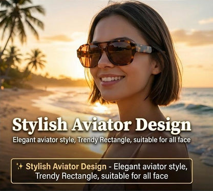 😎Stylish Aviator Sunglasses for Men and Women , Trendy Rectangle, Fashionable Design, Perfect for Outdoor Activities and Daily Wear