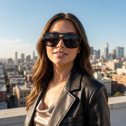 😎Stylish Aviator Sunglasses for Men and Women , Trendy Rectangle, Fashionable Design, Perfect for Outdoor Activities and Daily Wear
